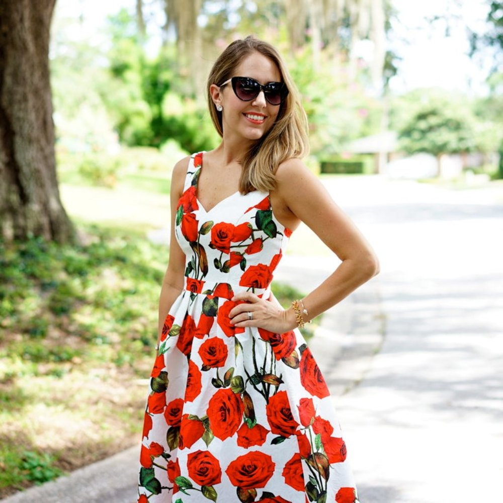 ModCloth Chi Chi London High Tea Red Rose Dress